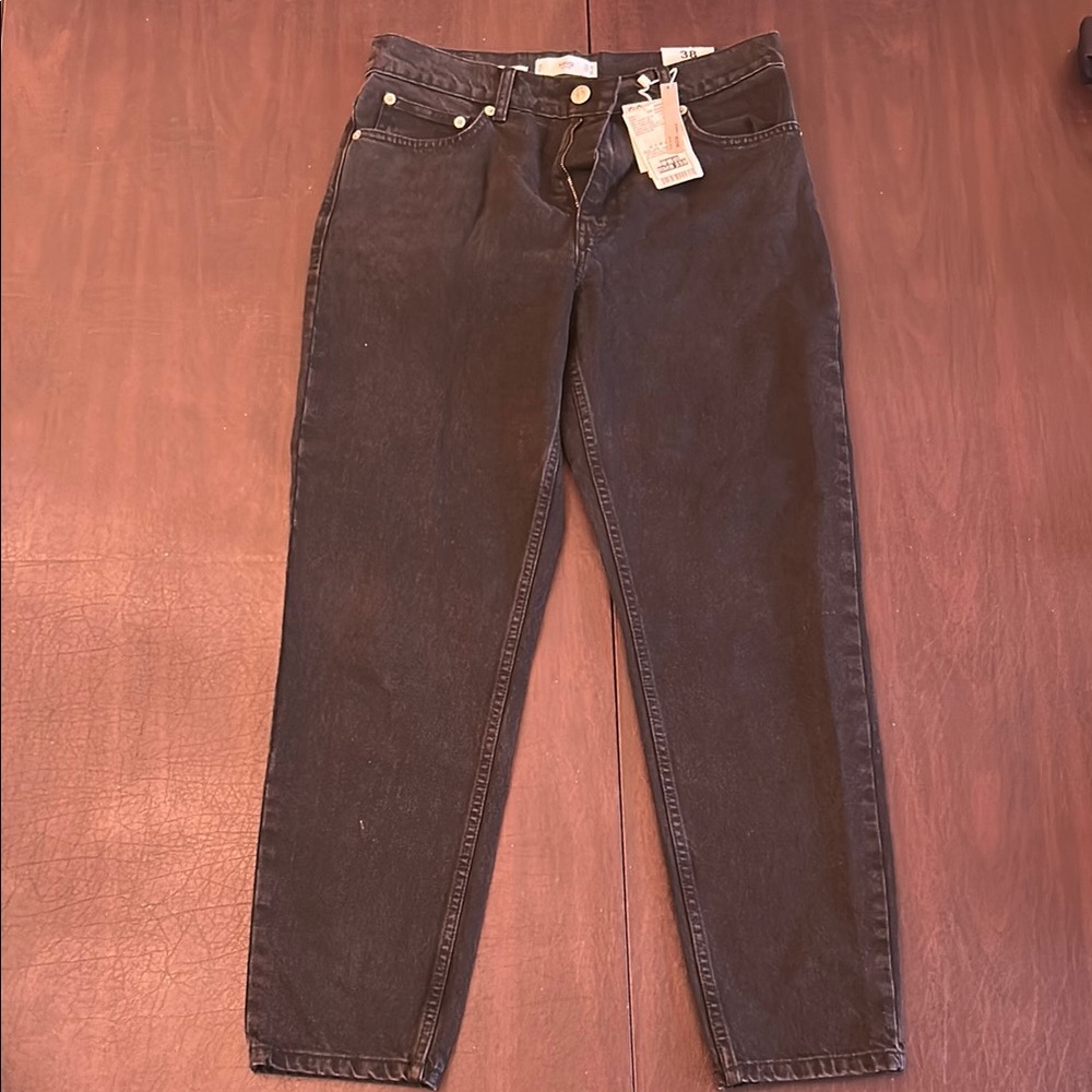 Mango Black Straight Leg High-Rise Jeans